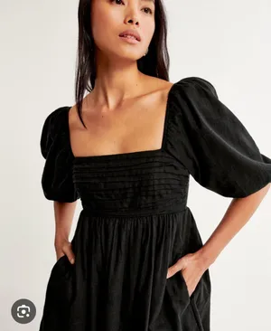 Abercrombie Poplin Mini Puff Sleeve Dress thumbnail 1