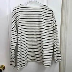 Talbots cream striped button hem long sleeve Crewcut casual tshirt‎ XL cotton thumbnail 6