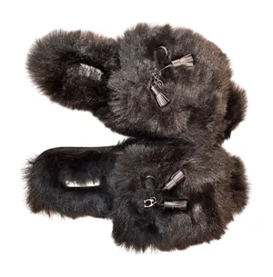 Coach Zoe Faux Fur Slippers‎ Black Tassel Logo Slide FG3148 Womens 6 B New thumbnail 1
