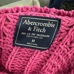 Hot Pink Abercrombie and Fitch Chenille Mock Neck Sweater‎ Medium thumbnail 5