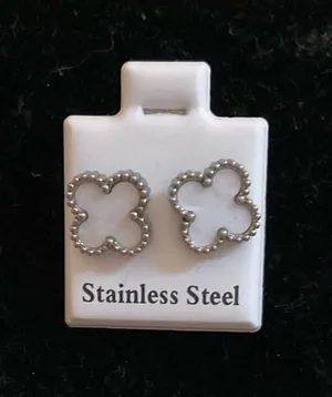 White Clover Stainless Steel Stud Earrings thumbnail 1