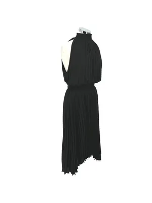 Halogen Pleated Sleeveless Cocktail Party Dress Black Size Large NWOT thumbnail 4