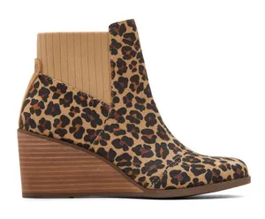 TOMS Leopard Print Wedge Booties Ankle Boots Brown Animal Print Size 6 NEW thumbnail 1