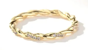 NEW 14k‎ Gold Plated Sterling Simulated Diamond Eternity Band Ring, Size 7.5 thumbnail 1