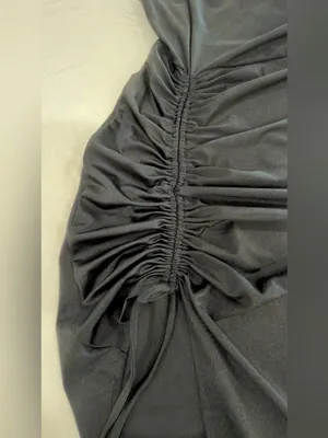 Popular 21 Ruched Black Midi Dress with Front Drawstring thumbnail 4