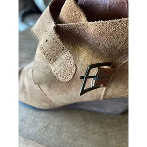 LUCKY BRAND Sumarah Monk buckle brown suede leather wedge ankle booties size 8.5 thumbnail 8