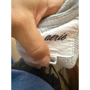 Aerie Gray Lace Up Oversized Crew Sweatshirt thumbnail 3