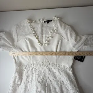 NWT Boston Proper White Lace Pom Pom Swiss Dot Maxi Dress‎ Large Bridal Cottage thumbnail 12