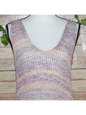 We The Free Crochet Tank Top Medium Purple Lavender Multicolor Open Back thumbnail 3