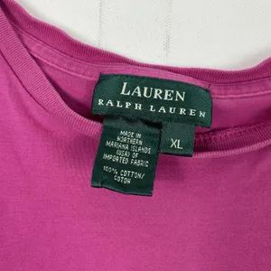Lauren Ralph Lauren Shirt Womens‎ XL Magenta Pink Pocket Tee Casual 100% Cotton thumbnail 4