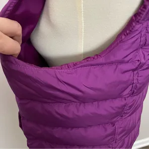 Lands End Vest Puffer Down Feathers Quilted Lightweight Pockets Full Zip Purple thumbnail 3