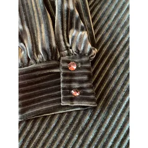 Cable & gauge Top Large Green Velvet look Texture Stripe Turtleneck thumbnail 2