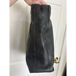 Furla Black Pebbled Leather Large Tote Bag Gold Hardware F Lock Charm thumbnail 4