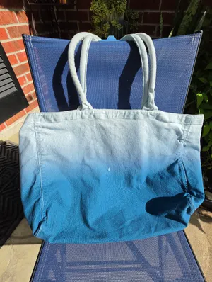 Athleta Blue Ombre Canvas Tote Shopping Bag thumbnail 4