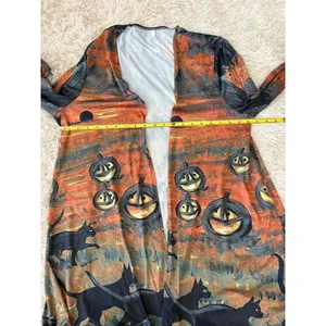 Halloween Witch Woman Cardigan Open Front Pumpkin Cats Fall Costume‎ L thumbnail 5