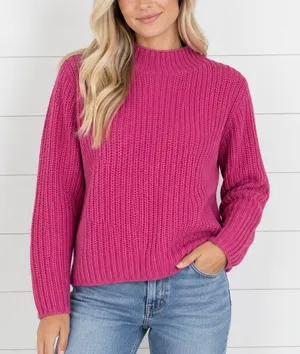 J.Crew Fuschia ribbed mock neck sweater small thumbnail 1
