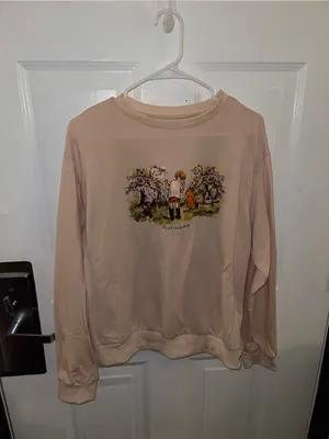 Winnie the Pooh Graphic Pullover Sweatshirt w/ Illustrated Kids Scene -Size Larg thumbnail 4