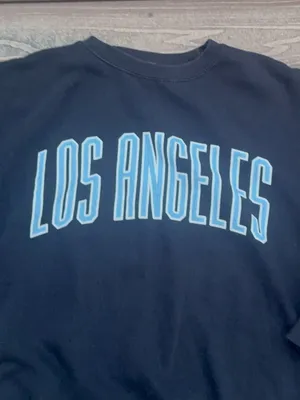 Brandy Melville Navy Crewneck with Light Blue 'LOS ANGELES' sweater thumbnail 7