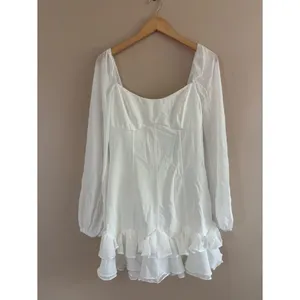 Lulus Gorgeous Expertise White Ruffled Long Sleeve Mini Dress Size Large Bridal thumbnail 3