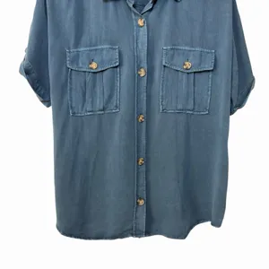 Maurices Blue Utility Top L Short Sleeve Button Front 100% Rayon Relaxed‎ Fit thumbnail 12
