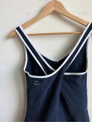 Beyond Yoga Spacedye Starting Line Dress Navy White Built-In Bodysuit Large thumbnail 7