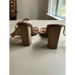 Women’s Designer Tory Burch Bleecker Leather Block Heel Sandals Strap Size 8 thumbnail 9