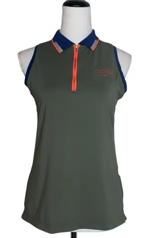 Peter Millar Golf Tennis Sleeveless 1/4 Zip Polo Shirt Womens Small Olive Green thumbnail 1