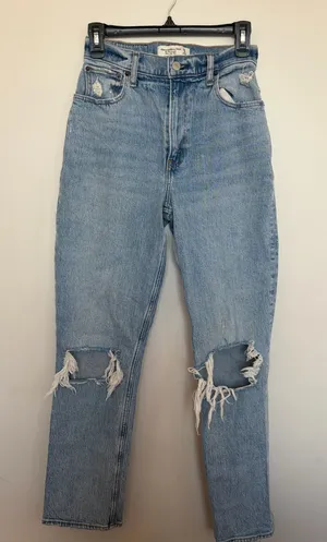 Abercrombie & Fitch Light Blue High-Rise Straight Jeans thumbnail 1