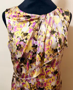 Tahari By ASL Vibrant Watercolor Sleeveless Silk Sheath Dress Size 8 Petite thumbnail 3