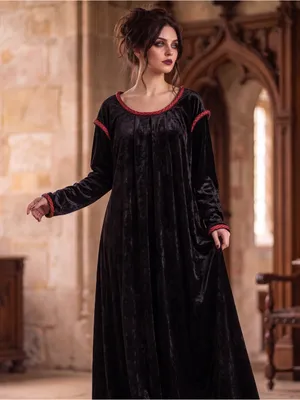 VINTAGE GILEAD Goth Velvet Maxi Dress thumbnail 1