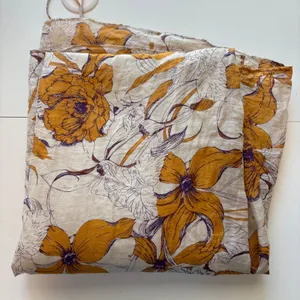 Banana Republic Maxi Dress Womens M Yellow Purple Floral Linen Blend Open Back thumbnail 2