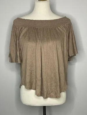 O'Neill- Tan/Grey Off the Shoulder Top thumbnail 1