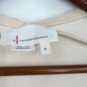 Anthropologie Long Sleeve Square Neck Top Ivory Cream Cozy Ribbed plus size 3X thumbnail 9