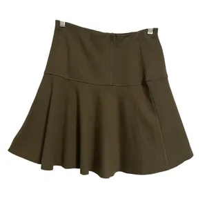 Free People Olive Green Flared Mini Skirt XS Elastic‎ Waist Made in Turkey thumbnail 4
