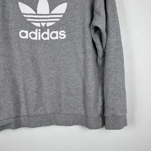Adidas Women's Crew Neck‎ Pullover Sweatshirt Gray Sz M thumbnail 4