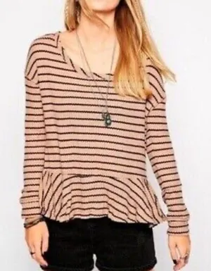 We The Free Auntie Em Peplum Stripes Top‎ Sz S thumbnail 1