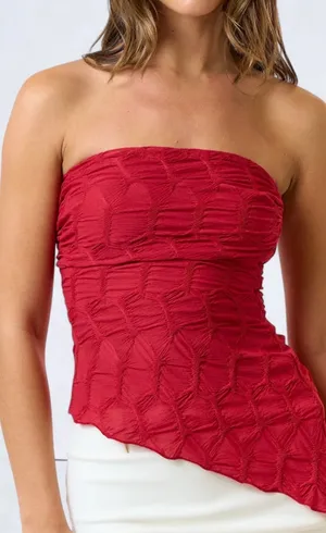 Urban Outfitters Silence + Noise Remy Textured Tube Top in red thumbnail 1