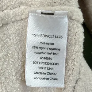 Barefoot Dreams CozyChic Lite High Rib Half Zip Tunic Sweater Biscotti Cream XL thumbnail 9