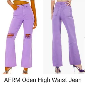 AFRM Oden High Waist Jean Flare Leg Knee Hole Purple NEW Women's Purple Jeans 26 thumbnail 4