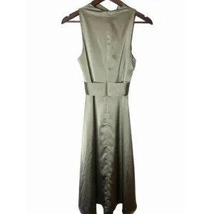 Antonio Melani Kinnon Satin Sage Green Drape Neckline Self Tie Dress 6 thumbnail 5