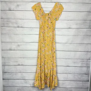 Anthropologie Abel‎ the Label Yellow Floral Hi-Low Maxi Dress Medium Gypsy Boho thumbnail 6