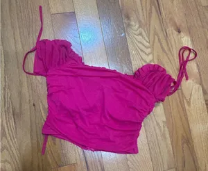 Windsor Hot Pink latches front Corset top Snitch ties on sleeves Size Large NEW thumbnail 3