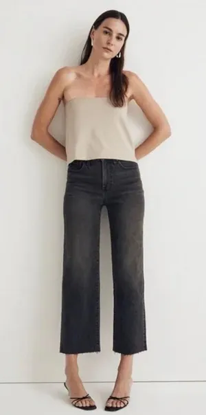 Madewell The Perfect Vintage Wide-Leg Crop Jean In Black thumbnail 1