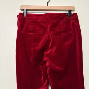Anthropologie The Essential Slim Velvet Pants Red Side Zip Trousers Size 4‎ thumbnail 6
