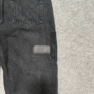 Nasty Gal Organic Cotton Black Patchwork Straight Jeans with Raw Edge thumbnail 8