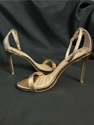 Lulu's Rose Gold Strappy Ankle-Strap Spiked Heels SZ 8.5 thumbnail 4