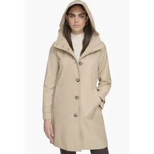 Calvin Klein Water Resistant A-Line Trench Coat Tan Size Small Hooded thumbnail 4