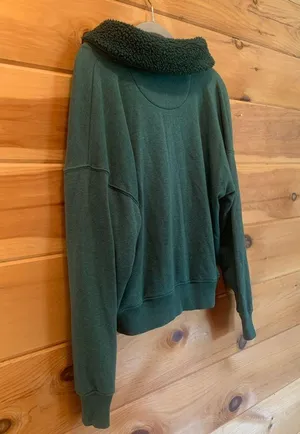 American Eagle Womens M Pullover Long Sleeve Shawl Collar Sweatshirt Green thumbnail 7