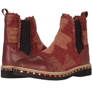 Free People Textile Atlas Chelsea Boot in Burgundy Red Kilim 36.5/6.5 thumbnail 1