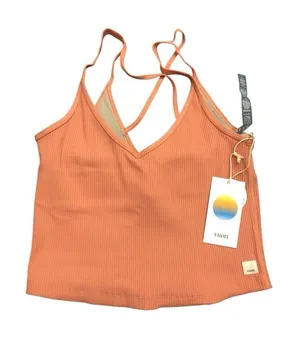 Vuori Women’s Rib Crop Tank Cropped Athletic Top Color Light Cinnamon Medium New thumbnail 1